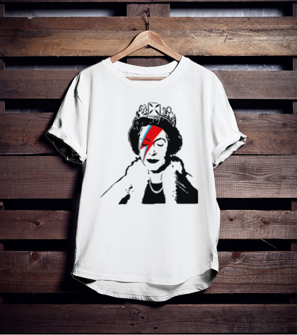 Queen Elizabeth Bowie Lightning Face Paint T-Shirt