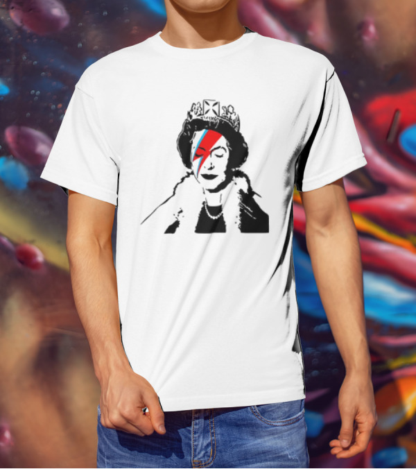 Queen Elizabeth Bowie Lightning Face Paint T-Shirt