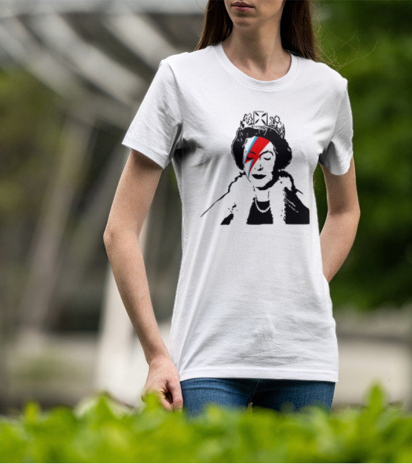 Queen Elizabeth Bowie Lightning Face Paint T-Shirt