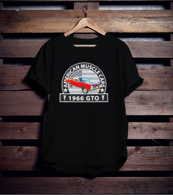 American Muscle Cars 1966 GTO US Flag T-Shirt