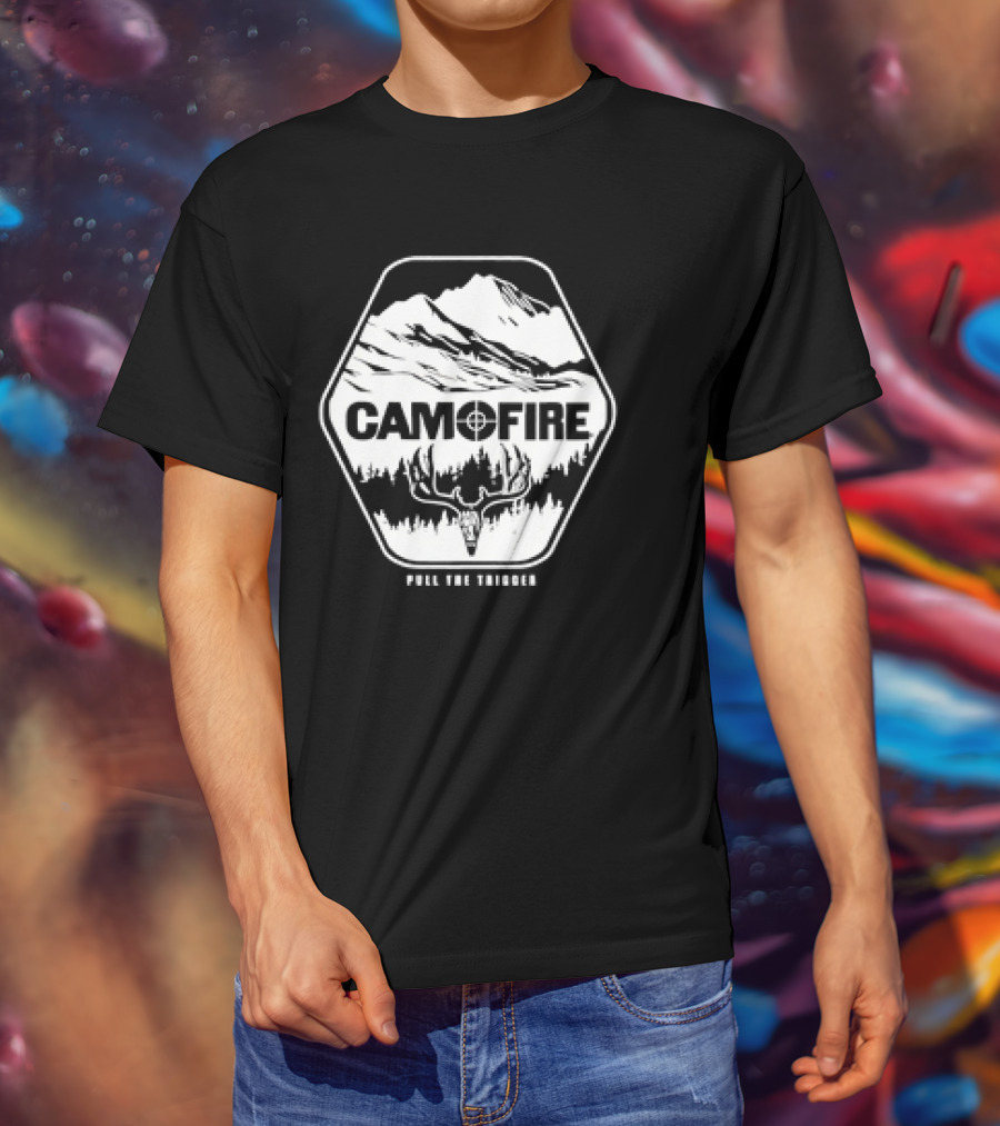 CAMOFIRE Pull The Trigger Mountains And Deer Antlers T-Shirt