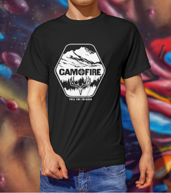 CAMOFIRE Pull The Trigger Mountains And Deer Antlers T-Shirt