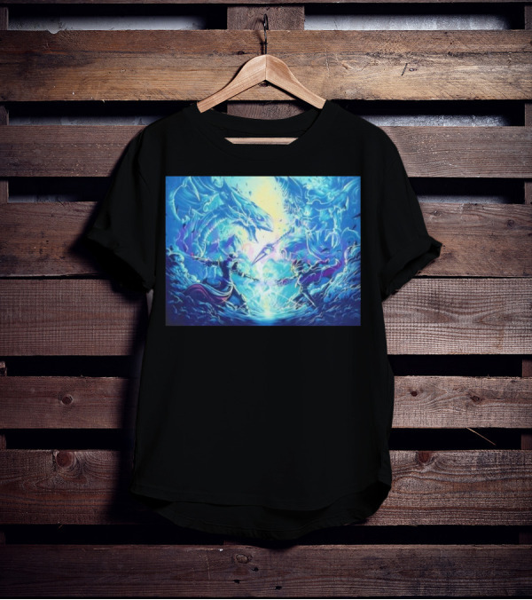 Yu Gi Oh Seto Kaiba Dueling Yugi Muto Blue-Eyes White Dragon And Dark Magician Showdown T-Shirt