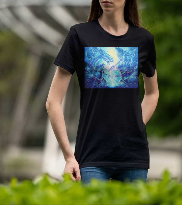 Yu Gi Oh Seto Kaiba Dueling Yugi Muto Blue-Eyes White Dragon And Dark Magician Showdown T-Shirt