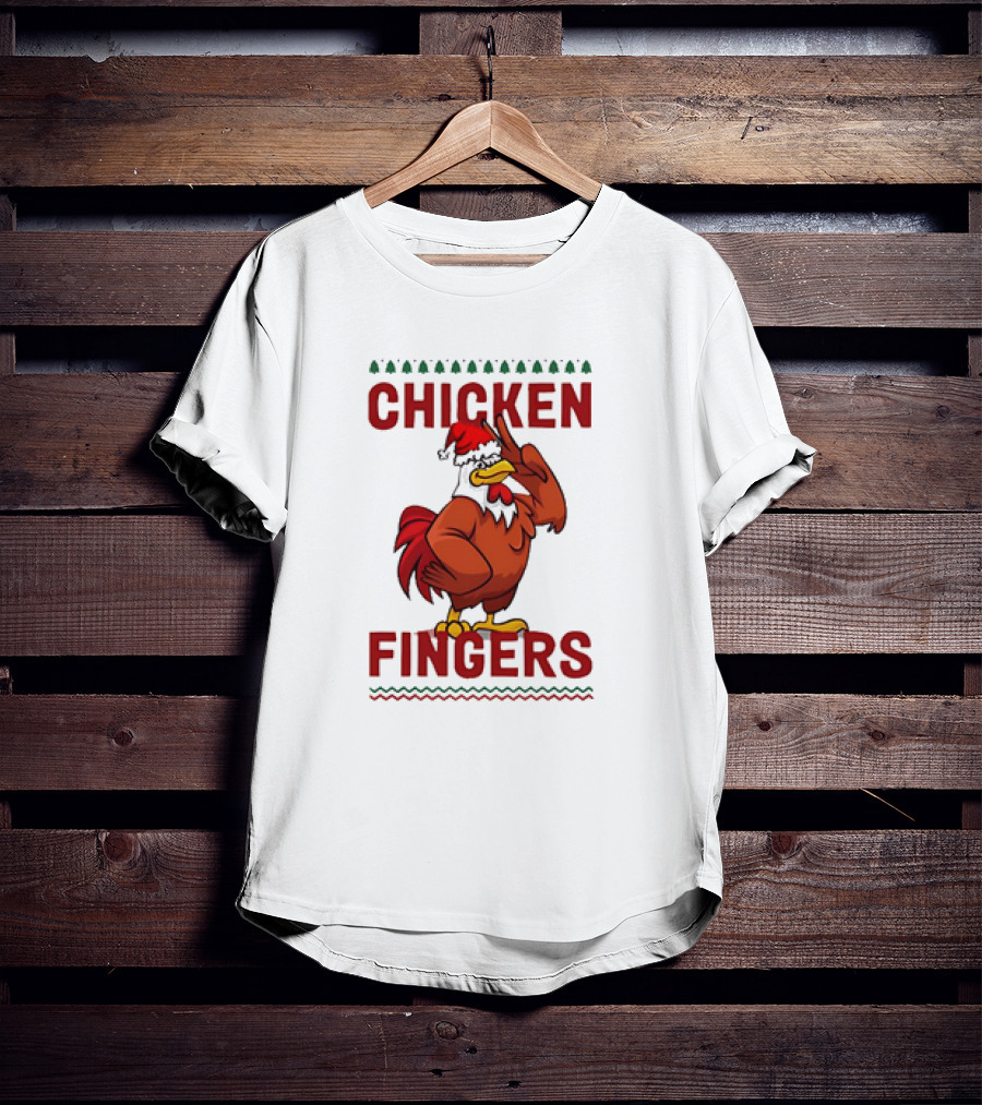 Chicken Fingers Santa Christmas Rooster Santa Hat T-Shirt