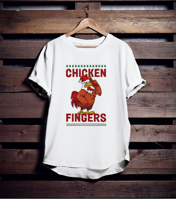 Chicken Fingers Santa Christmas Rooster Santa Hat T-Shirt