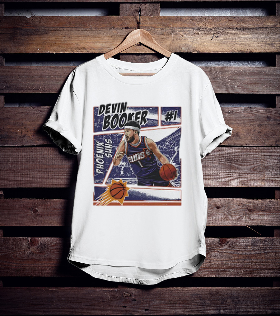 Devin Booker Phoenix Suns #1 Comic Vintage NBA Basketball T-Shirt