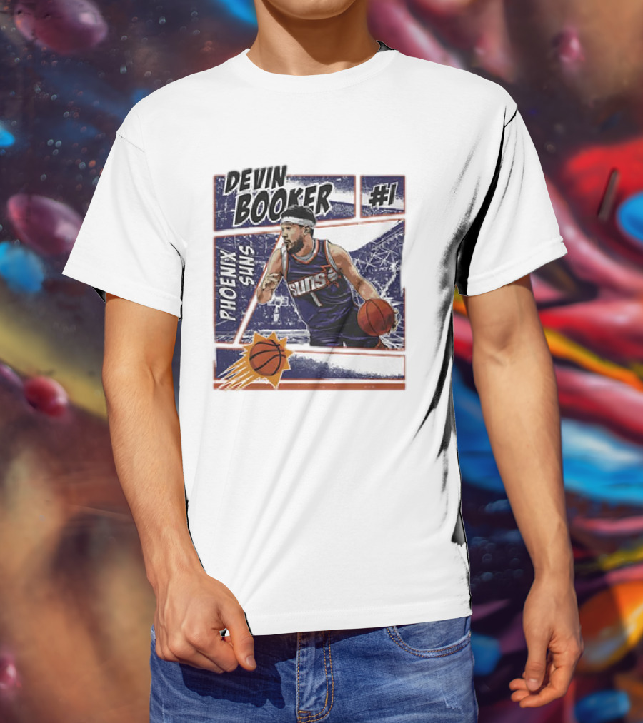 Devin Booker Phoenix Suns #1 Comic Vintage NBA Basketball T-Shirt
