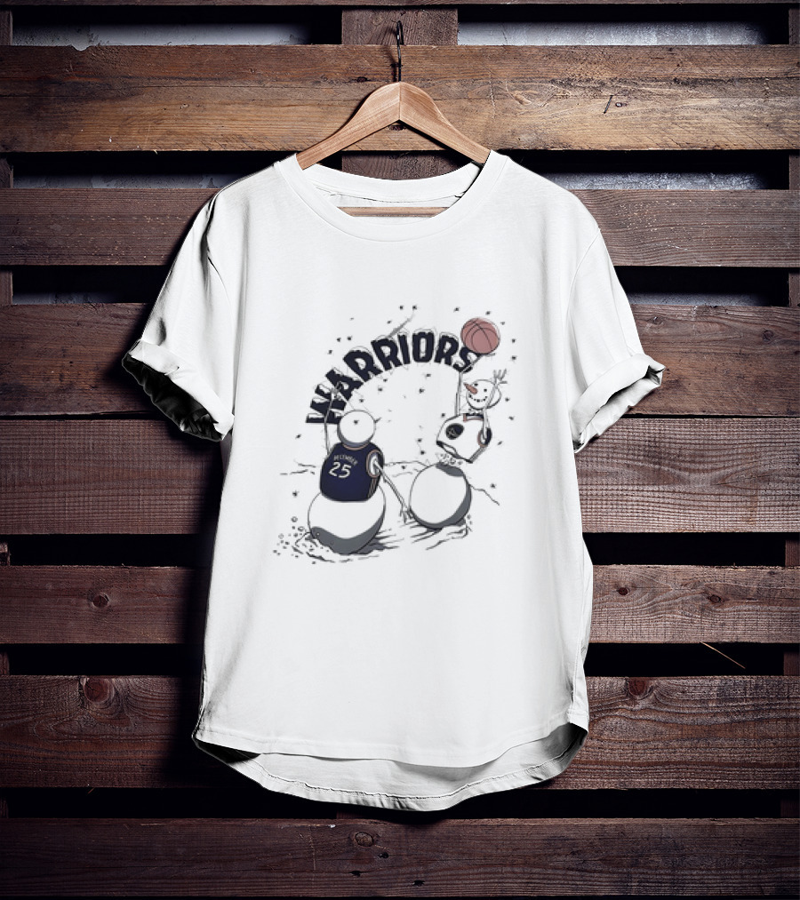 Golden State Warriors Snowman Basketball Holiday Warriors 25 T-Shirt