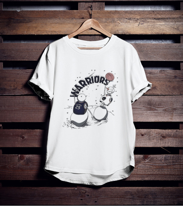 Golden State Warriors Snowman Basketball Holiday Warriors 25 T-Shirt