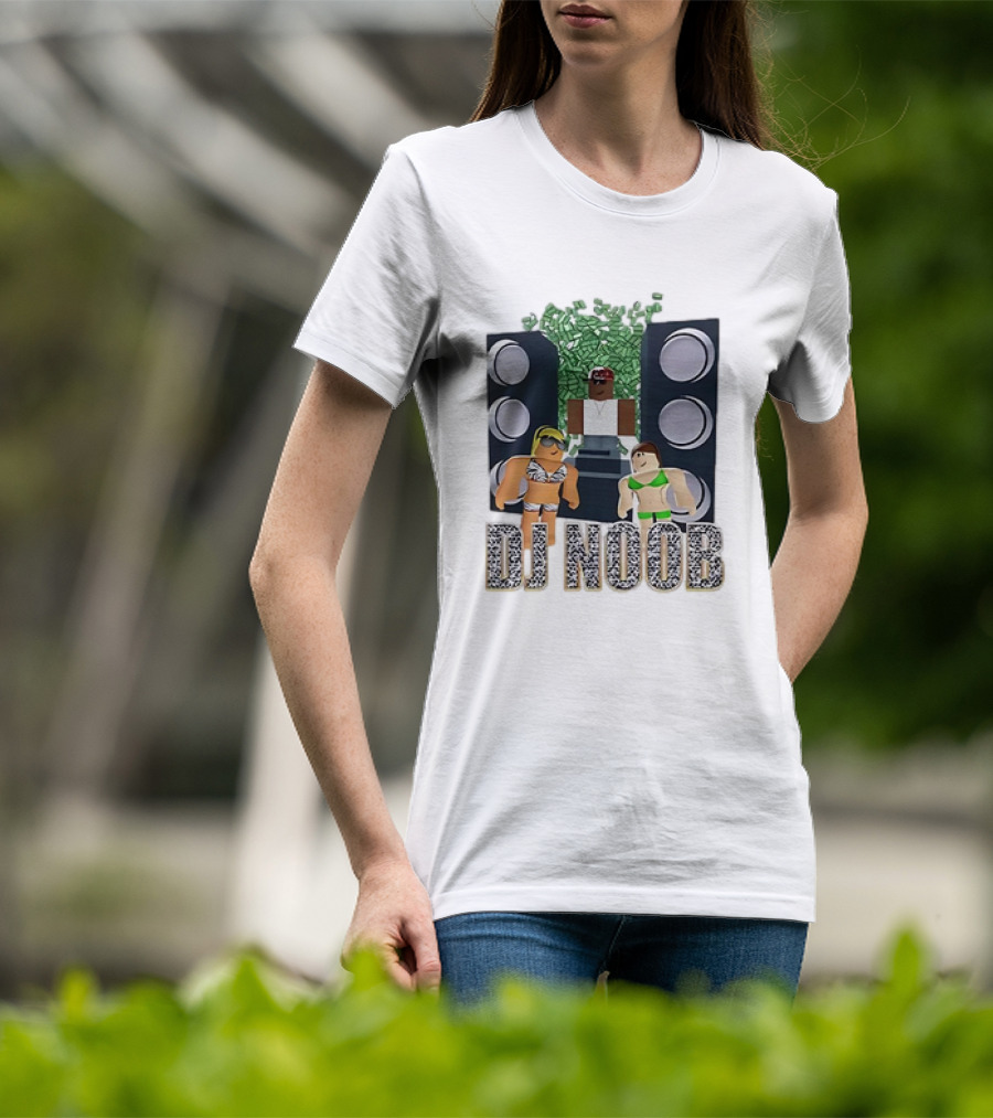 Roblox Video Game DJ Noob Party With Speakers And Characters T-Shirt
