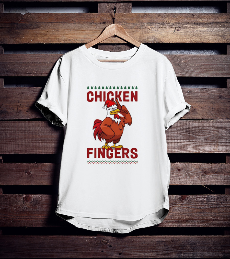 Chicken Santa Fingers Peace Sign T-Shirt