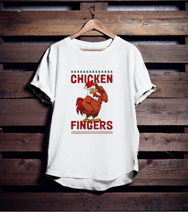 Chicken Santa Fingers Peace Sign T-Shirt