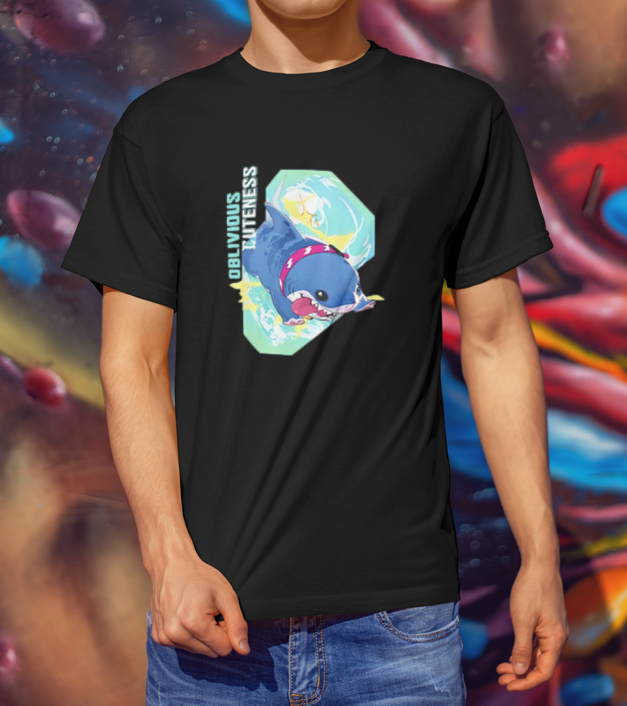 Oblivious Cuteness Shark Water Splash Adventure T-Shirt