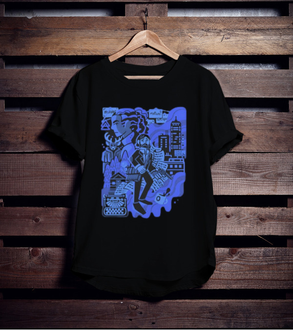 Alan Wake Herald Of Darkness Mystery Writers Typewriter Cityscape T-Shirt