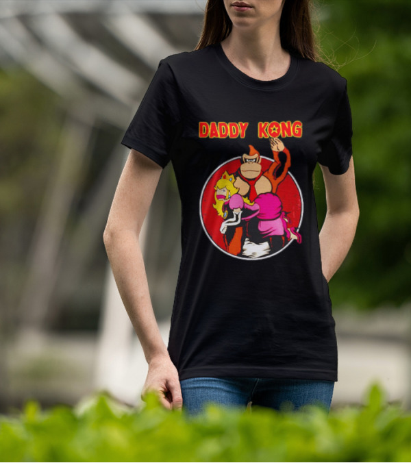 Daddy Kong Funny Retro Gaming Humor With Princess Character Playful T-Shirt