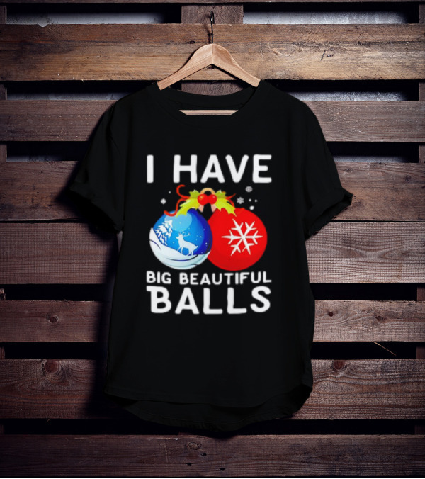 I Have Big Beautiful Balls Christmas Ornaments Snowflakes Reindeer T-Shirt