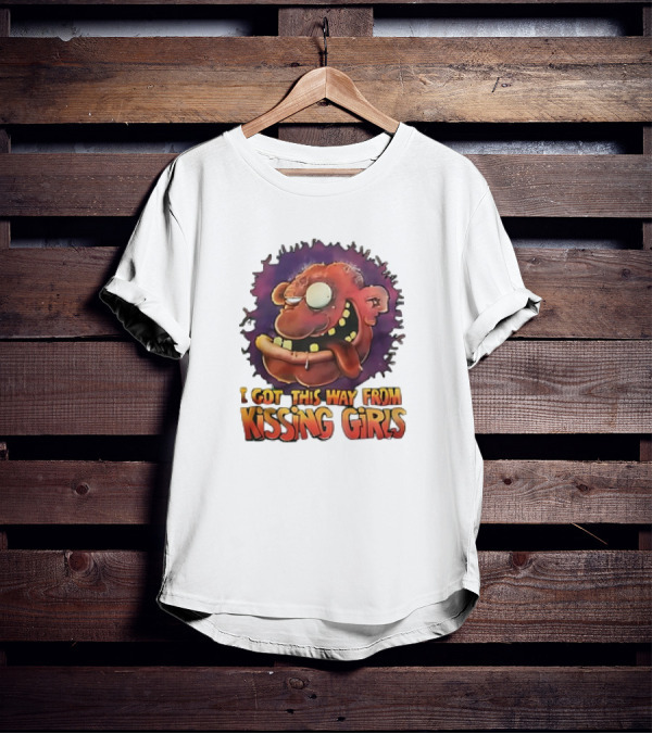 I Got This Way From Kissing Girls Grotesque Cartoon Face T-Shirt
