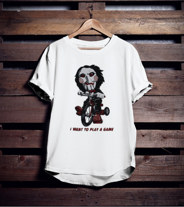 Saw Jigsaw I Want To Play A Game Tricycle Puppet Image T-Shirt