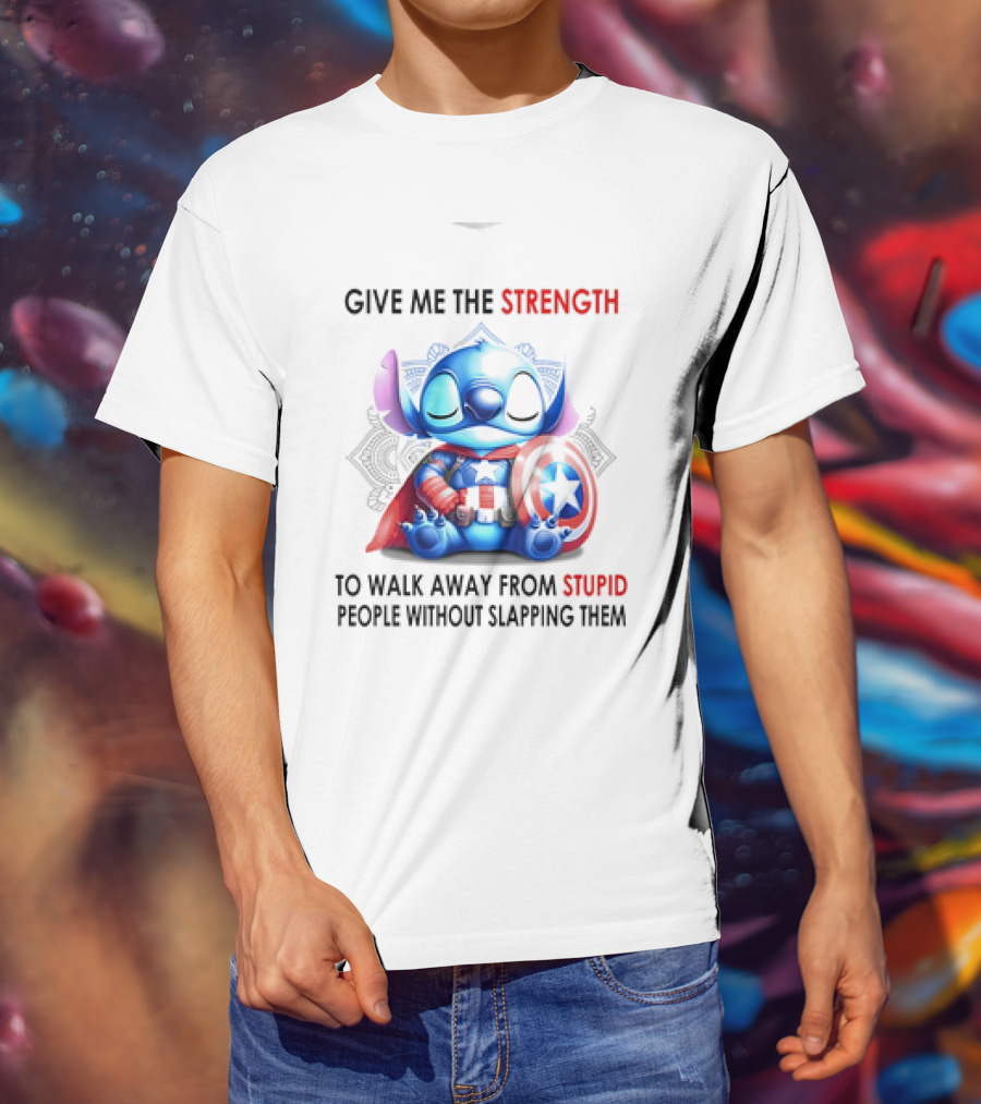 Stitch Captain Give Me The Strength To Walk Away From Stupid People Without Slapping Them T-Shirt
