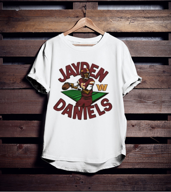 Washington Commanders Jayden Daniels Cartoon Quarterback W T-Shirt