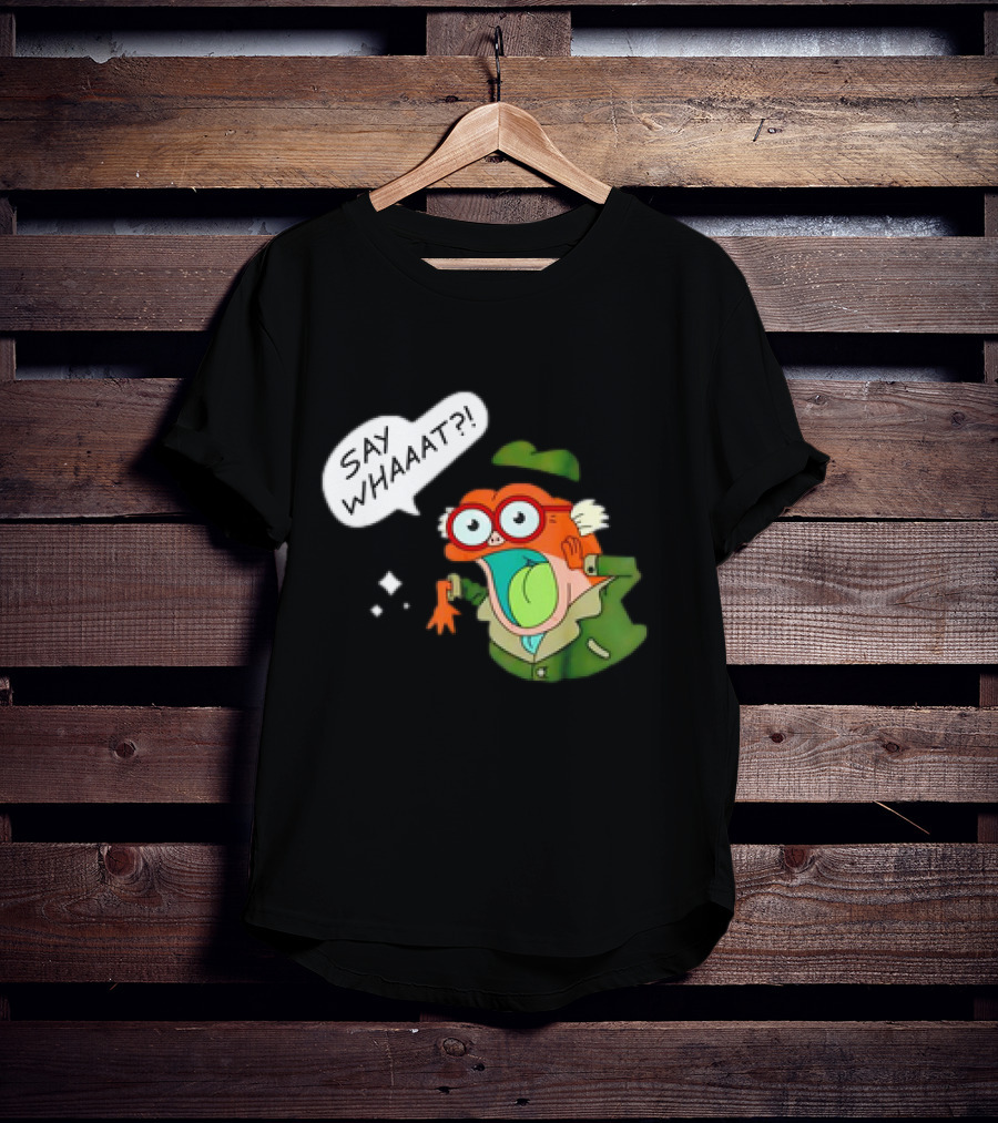Hop Pop Plantar Amphibia Say Whaaaat Frog Cartoon Character Reaction T-Shirt
