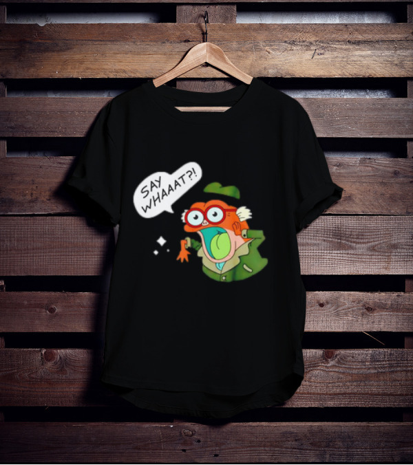 Hop Pop Plantar Amphibia Say Whaaaat Frog Cartoon Character Reaction T-Shirt