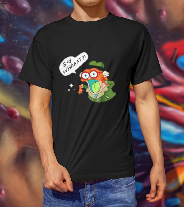 Hop Pop Plantar Amphibia Say Whaaaat Frog Cartoon Character Reaction T-Shirt