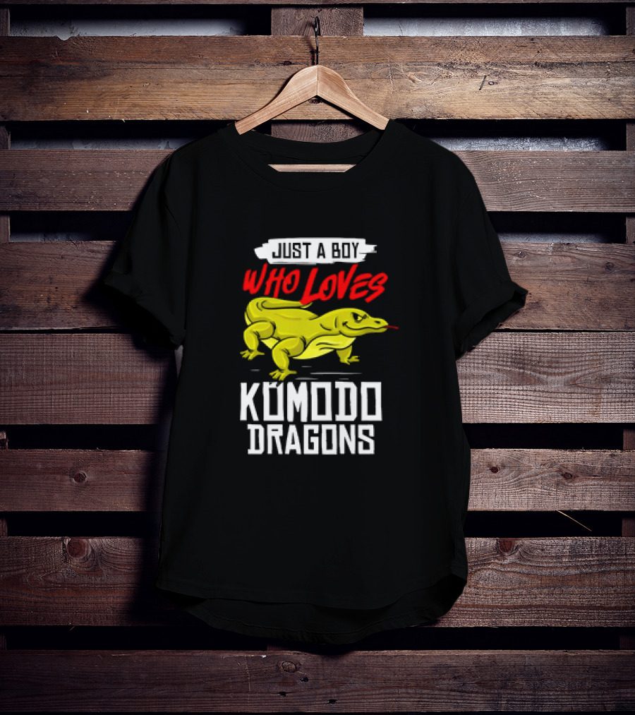 Just A Boy Who Loves Komodo Dragons With Yellow Lizard T-Shirt