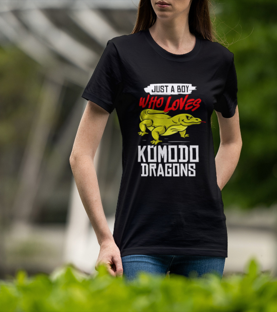 Just A Boy Who Loves Komodo Dragons With Yellow Lizard T-Shirt
