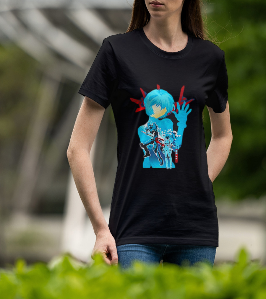 Rei Ayanami Eva-00 Neon Genesis Evangelion Blue Highlight T-Shirt