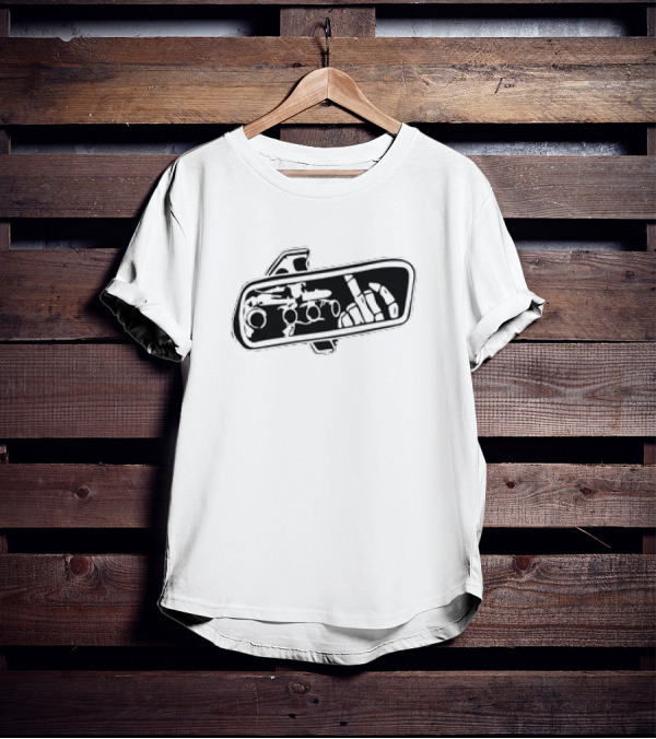 Rear View Bone Car Mirror Hand Gesture Airplane T-Shirt