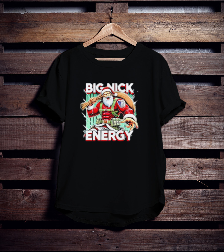 BIG NICK ENERGY Santa Warrior With Baseball Bat T-Shirt