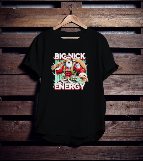 BIG NICK ENERGY Santa Warrior With Baseball Bat T-Shirt
