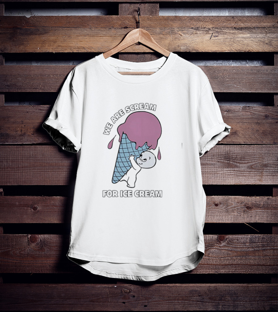 We Are Scream For Ice Cream Happy Ghost Hugging Purple Ice Cream Cone T-Shirt
