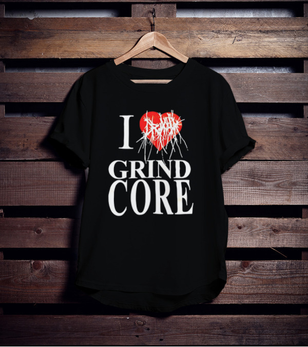 I Love Grind Core Heart Symbol With Band Logo T-Shirt