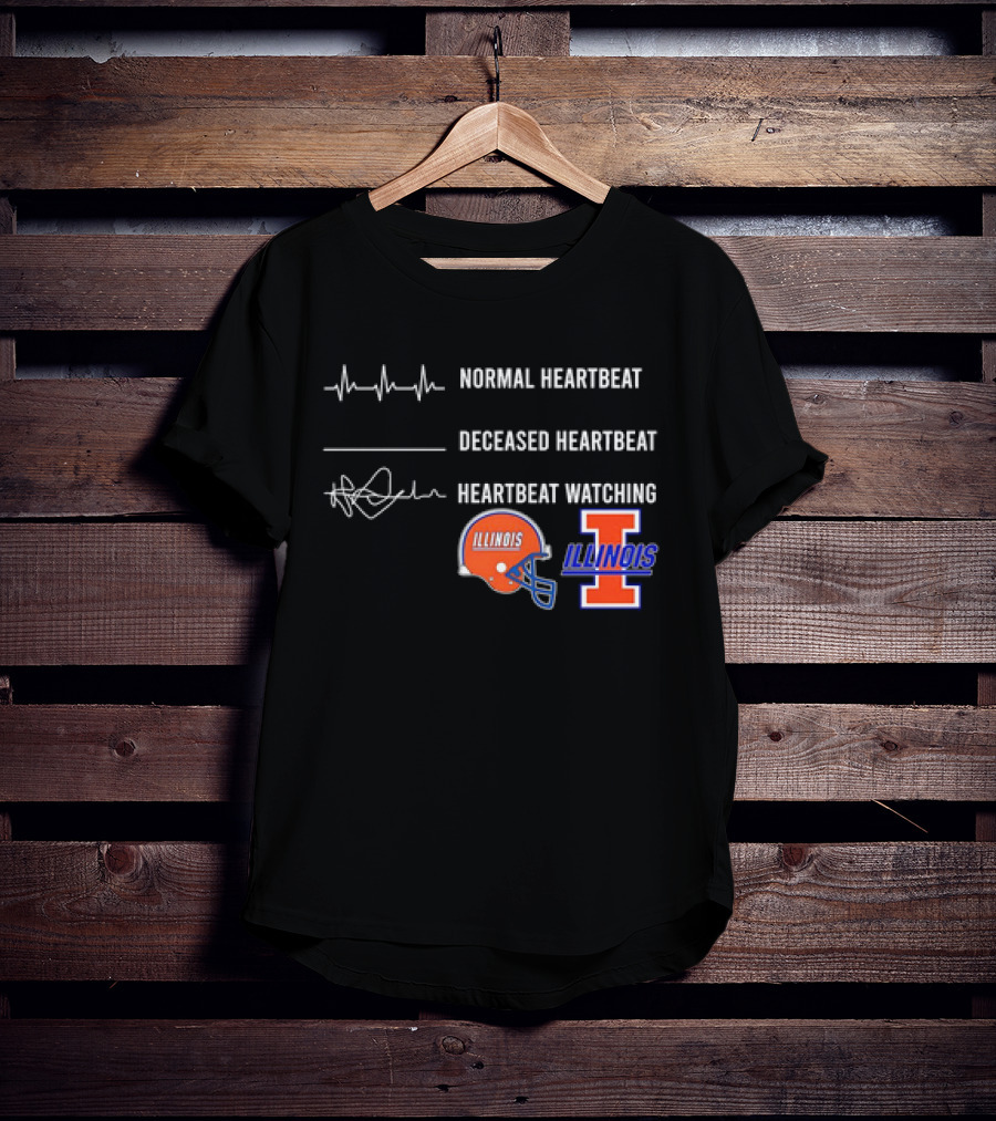 Normal Heartbeat Deceased Heartbeat Heartbeat Watching Illinois Fighting Illini T-Shirt