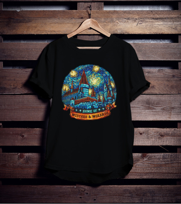 Hogwarts Home Of Witches And Wizards Starry Night T-Shirt