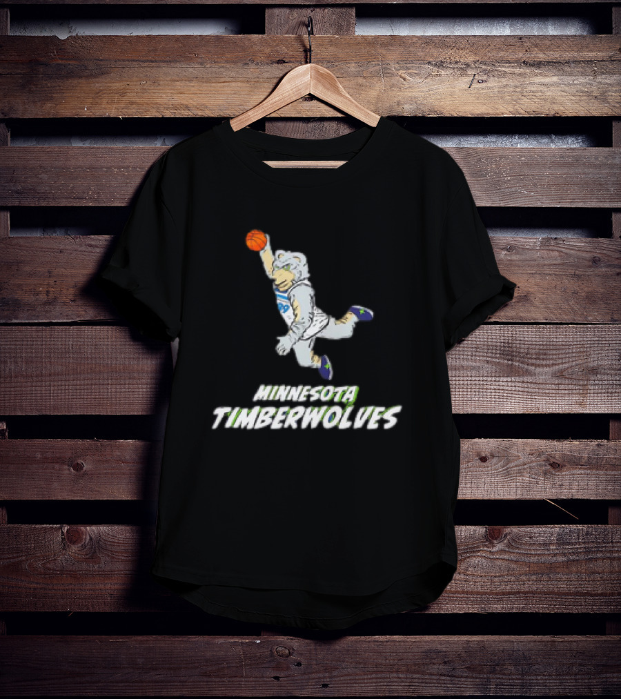 Minnesota Timberwolves Mascot Dunking Basketball T-Shirt