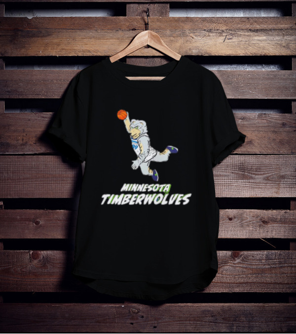 Minnesota Timberwolves Mascot Dunking Basketball T-Shirt