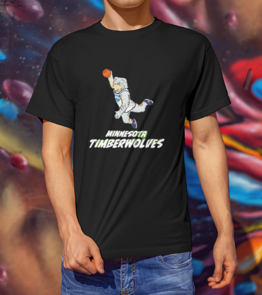 Minnesota Timberwolves Mascot Dunking Basketball T-Shirt