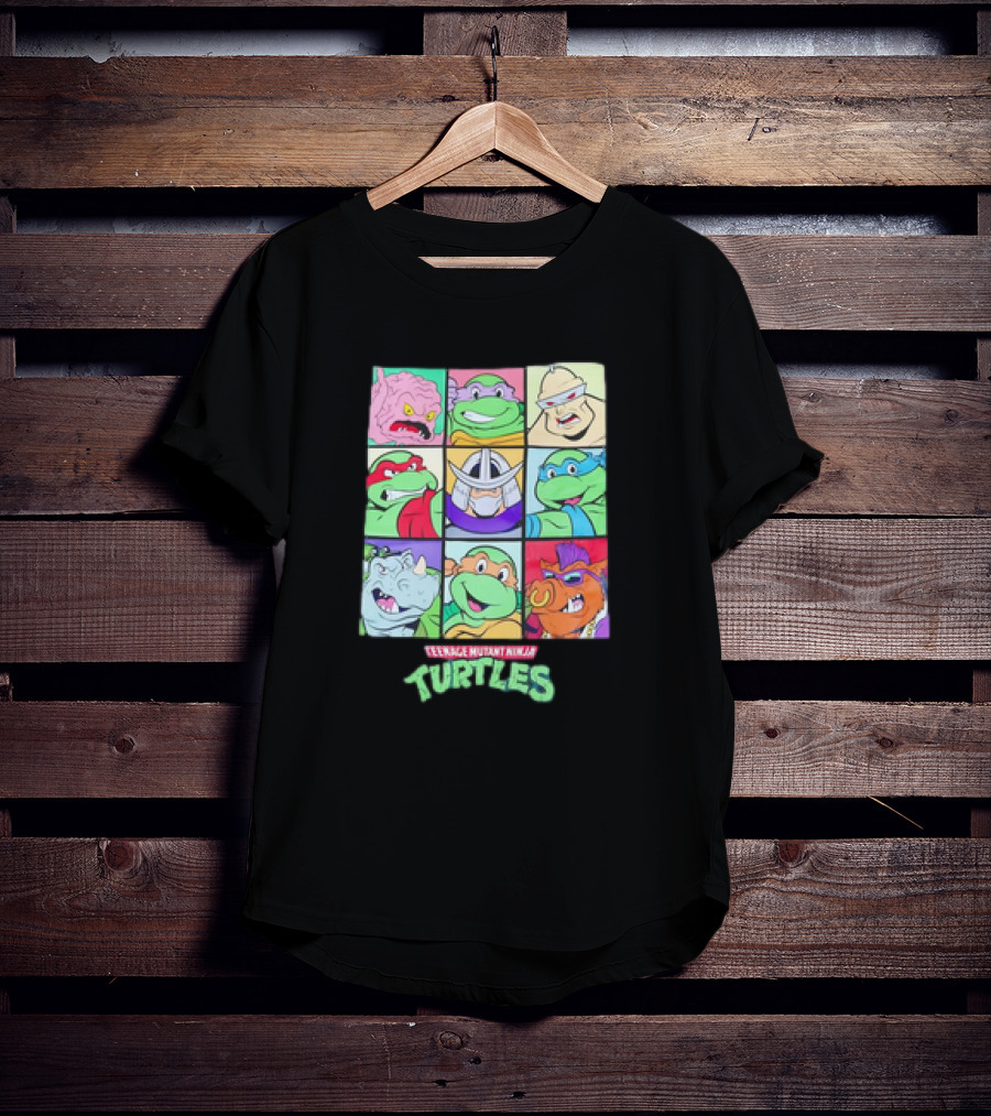 Teenage Mutant Ninja Turtles Villains And Heroes Grid Faces T-Shirt