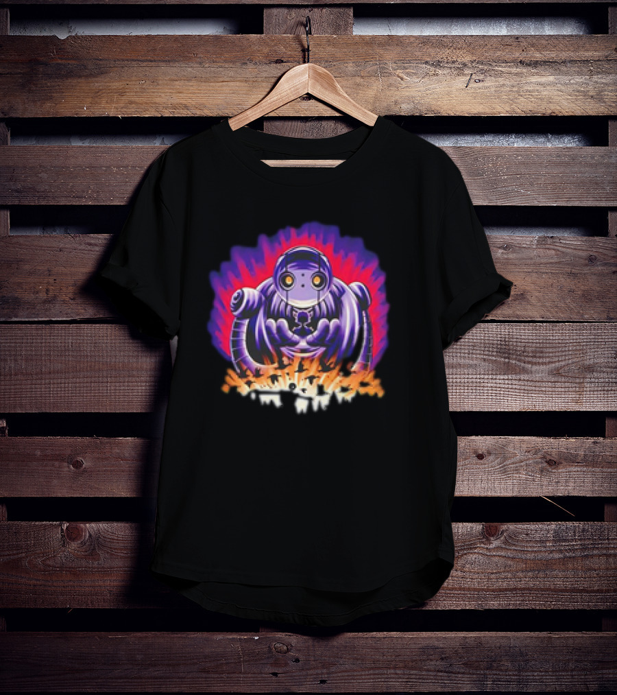 The Wild Robot Surrounded By Flames And Vibrant Aura Wild And Free T-Shirt
