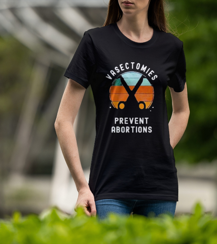 Vasectomies Prevent Abortions Vintage Scissors Retro Sunset T-Shirt