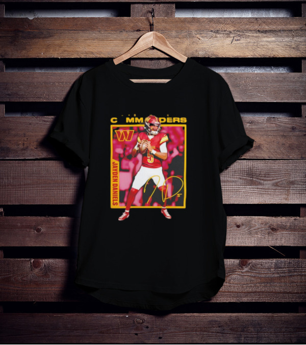 Jayden Daniels Washington Commanders Signature Football T-Shirt