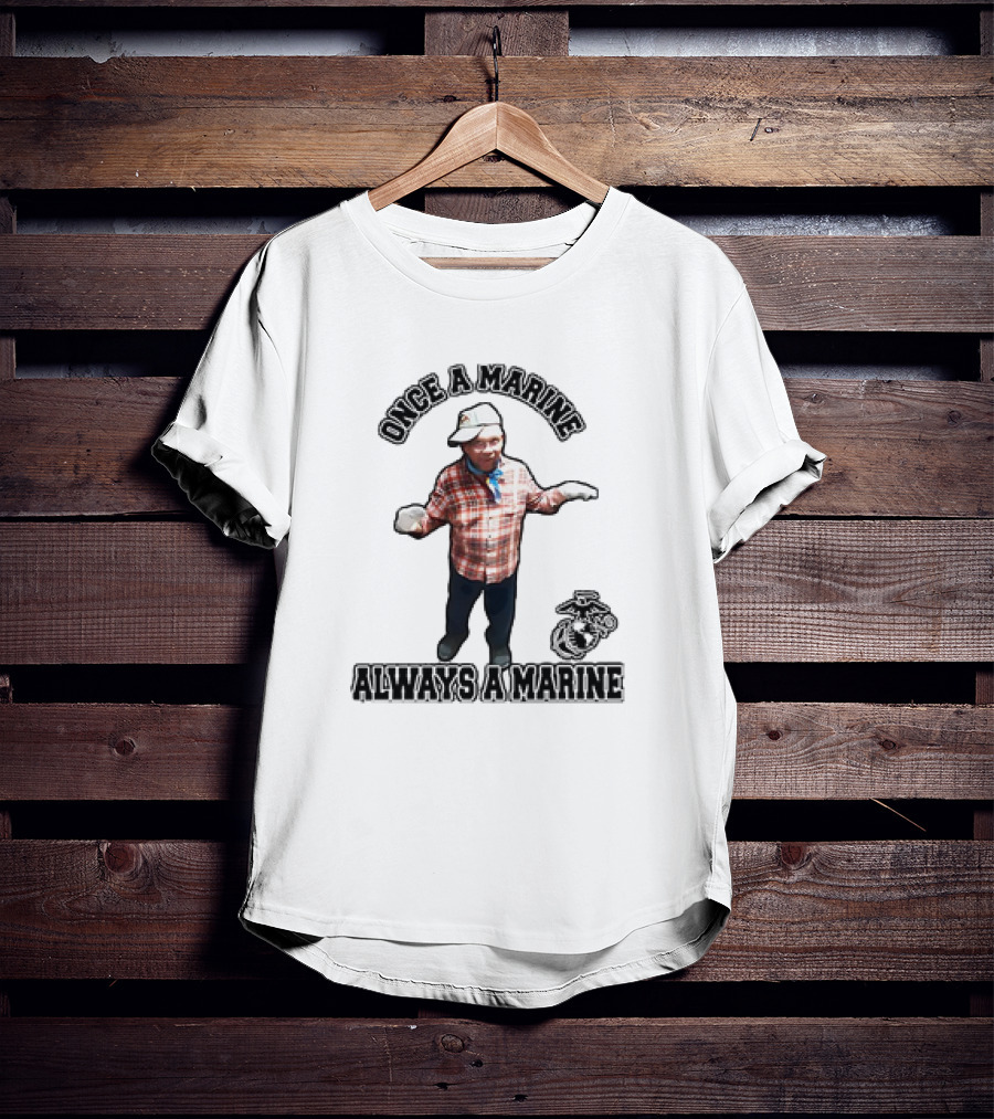 Once A Marine Always A Marine With Plaid Shirt And Marine Corps Emblem T-Shirt