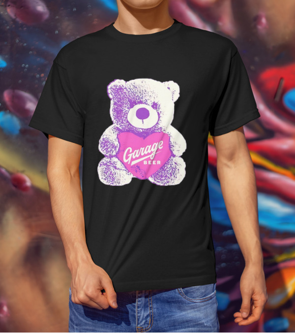 Garage Beer Teddy Bear Heart Retro Plush T-Shirt
