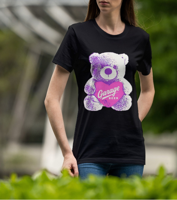 Garage Beer Teddy Bear Heart Retro Plush T-Shirt