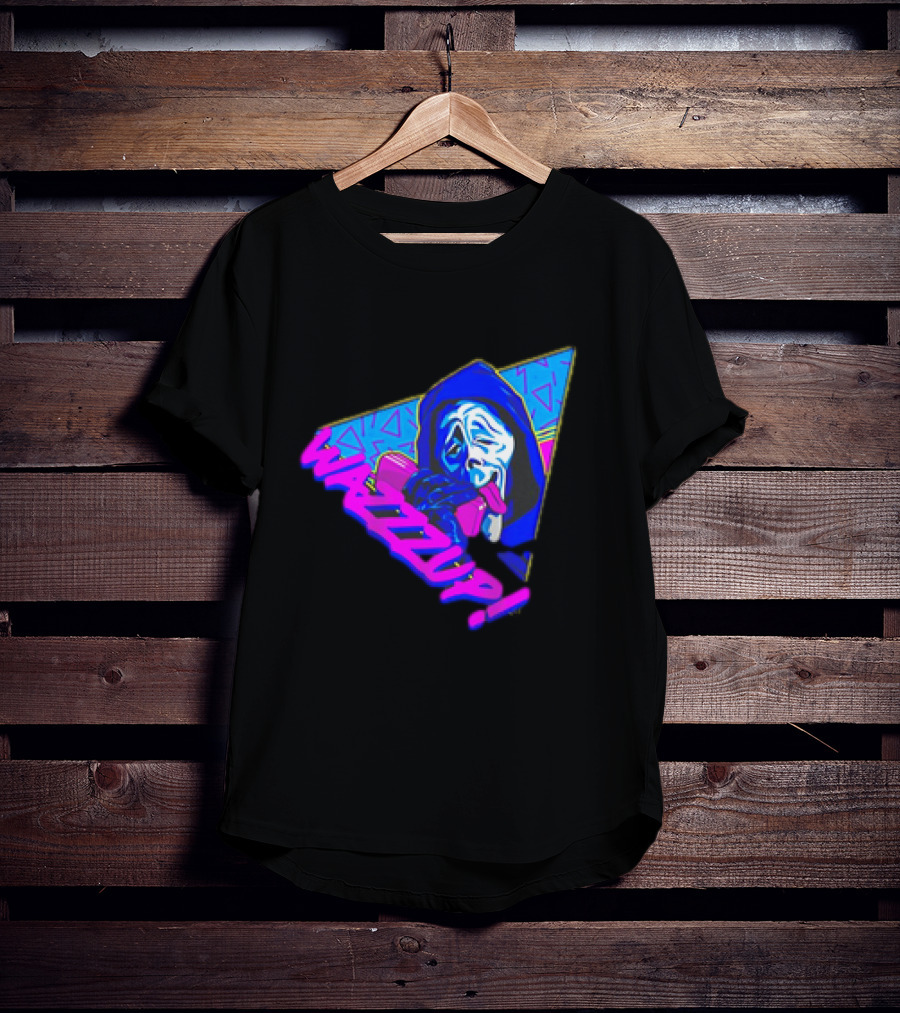 Ghostface Scream Wazzup 90s Neon Vibes T-Shirt
