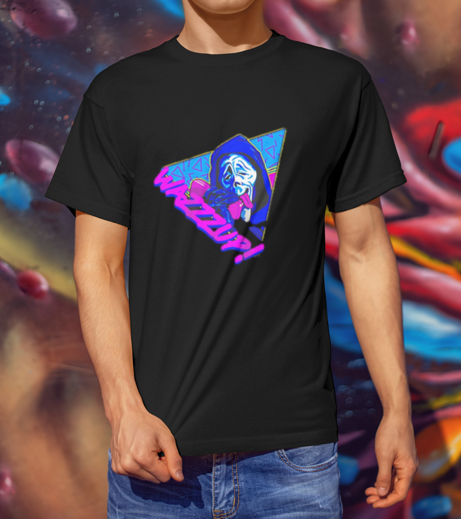 Ghostface Scream Wazzup 90s Neon Vibes T-Shirt